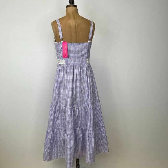 Lilly Pulitzer Dress Women 8 Olivet Stretch Midi Gingham Pocket Party Core Ni - Picture 7 of 16